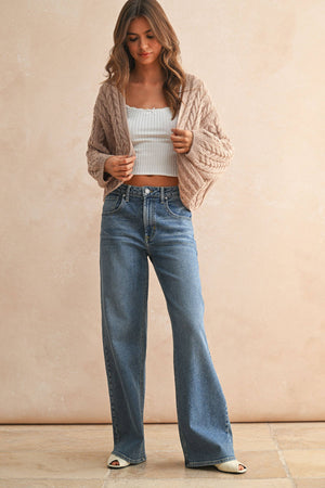 J4475 LIGHT WEIGHT CABLE KNITTED CARDIGAN-Blue Hand Home