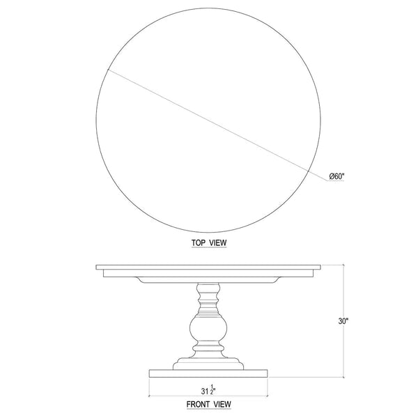 Goucho Round Dining Table 60'' In Straw Wash-Blue Hand Home