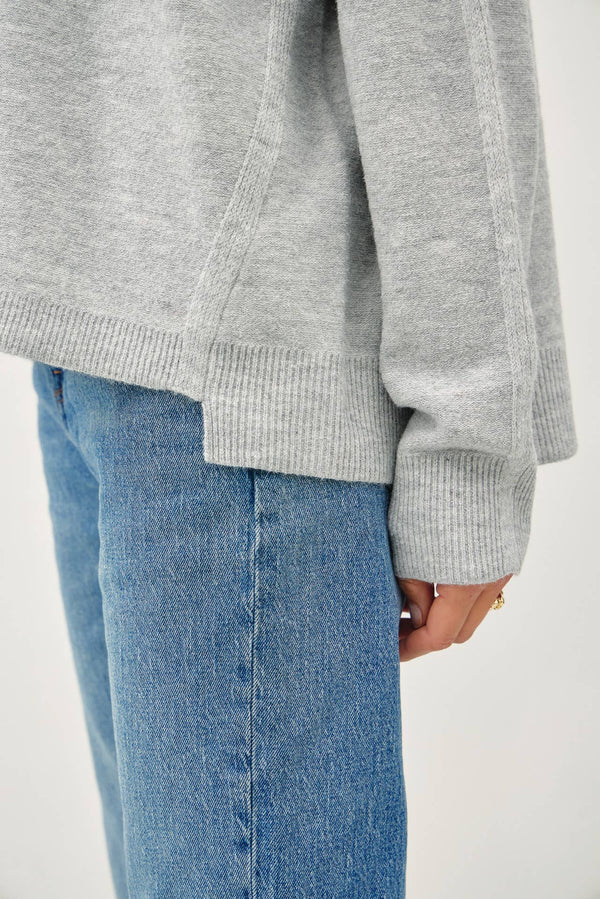 OVERSIZED SLUB YARN SWEATER WITH BACK STITCHING-Blue Hand Home