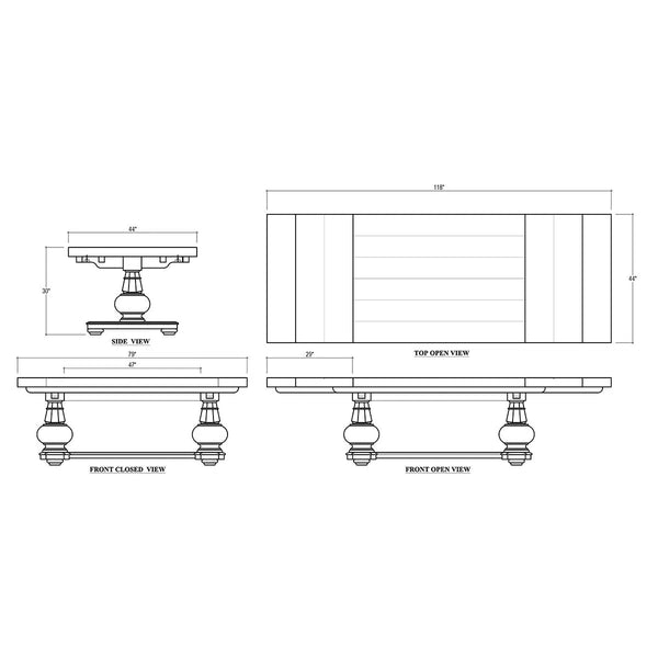 Lambeth Extension Breadboard Dining Table 79'' extends to 118''-Blue Hand Home