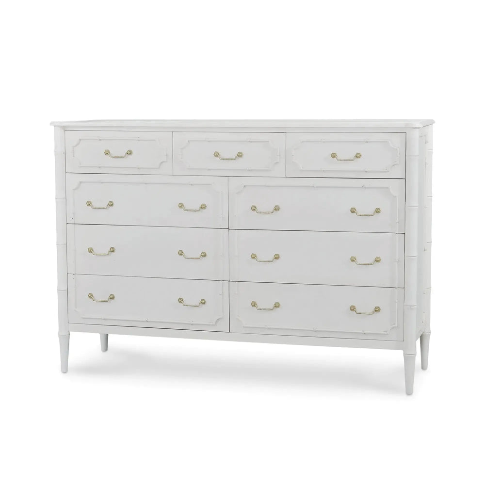 Chelsea Large 9 Drawer Dresser in Architectural White-Blue Hand Home