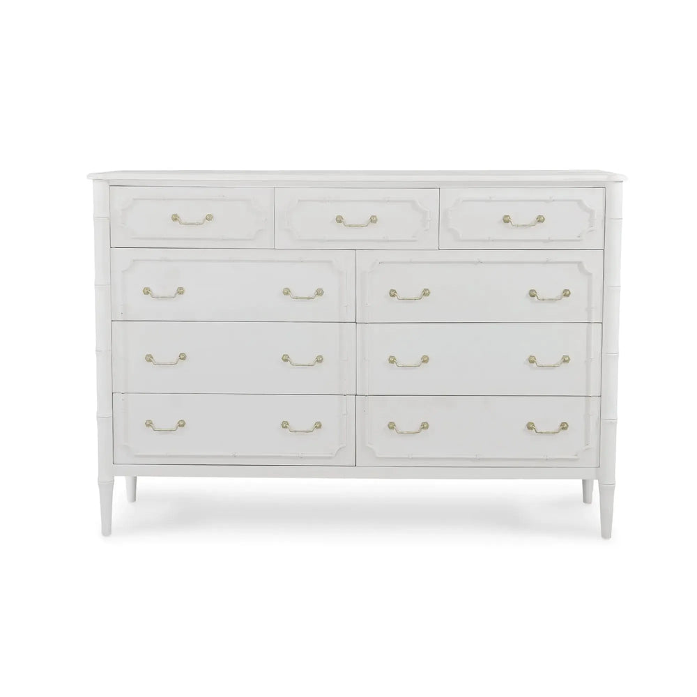 Chelsea Large 9 Drawer Dresser in Architectural White-Blue Hand Home