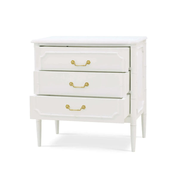 Chelsea 3 Drawer Bedside Table in Architectural White-Blue Hand Home