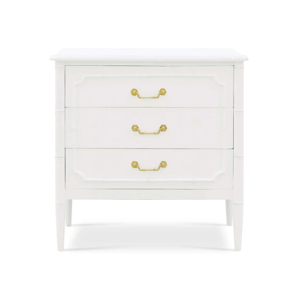 Chelsea 3 Drawer Bedside Table in Architectural White-Blue Hand Home