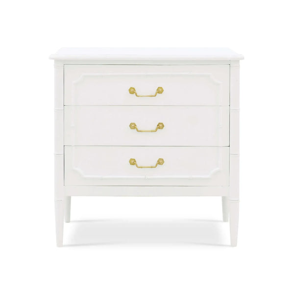 Chelsea 3 Drawer Bedside Table in Architectural White-Blue Hand Home