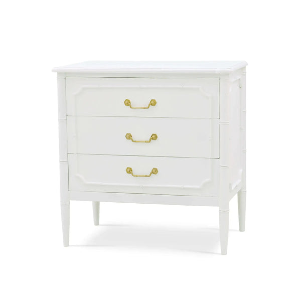 Chelsea 3 Drawer Bedside Table in Architectural White-Blue Hand Home