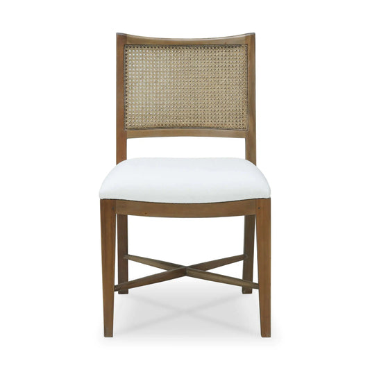 Dulwich Dining Chair In Straw Wash w/ Arctic White Performance Fabric-Blue Hand Home