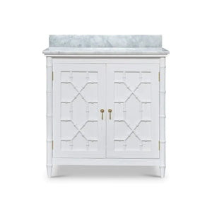 Grosvenor Single Vanity In True White W/ Sink & Marble Top-Blue Hand Home