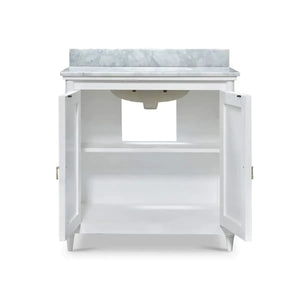 Grosvenor Single Vanity In True White W/ Sink & Marble Top-Blue Hand Home