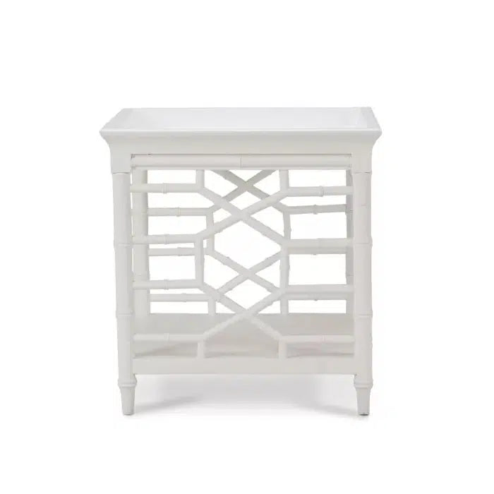 Grosvenor End Table in True White-Blue Hand Home