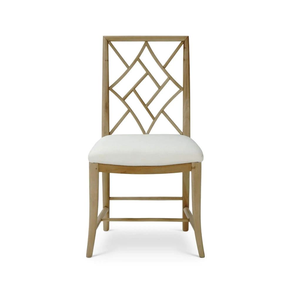 Farringdon Dining Chair In Fruitwood W/ Arctic White Performance Fabric-Blue Hand Home