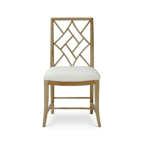 Farringdon Dining Chair In Fruitwood W/ Arctic White Performance Fabric-Blue Hand Home