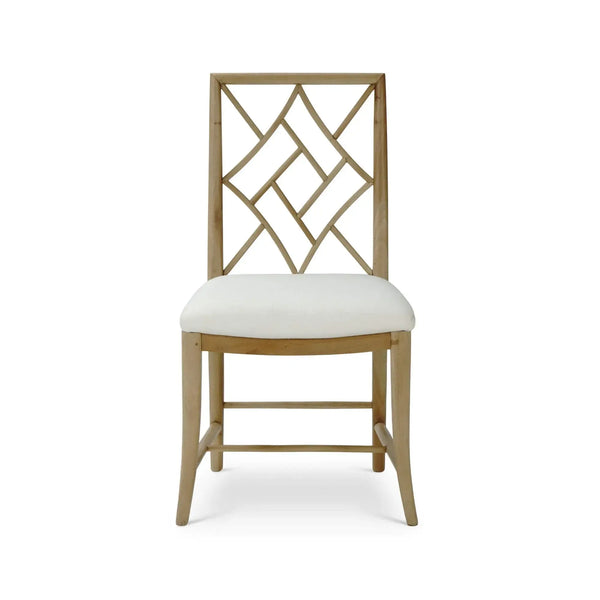 Farringdon Dining Chair In Fruitwood W/ Arctic White Performance Fabric-Blue Hand Home