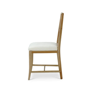 Farringdon Dining Chair In Fruitwood W/ Arctic White Performance Fabric-Blue Hand Home