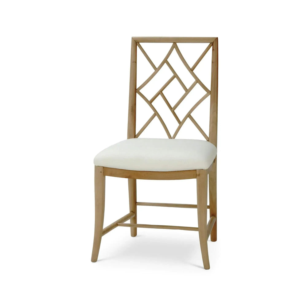 Farringdon Dining Chair In Fruitwood W/ Arctic White Performance Fabric-Blue Hand Home