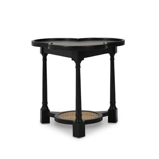 Clover End Table in Batavia Black w/ Natural Rattan-Blue Hand Home