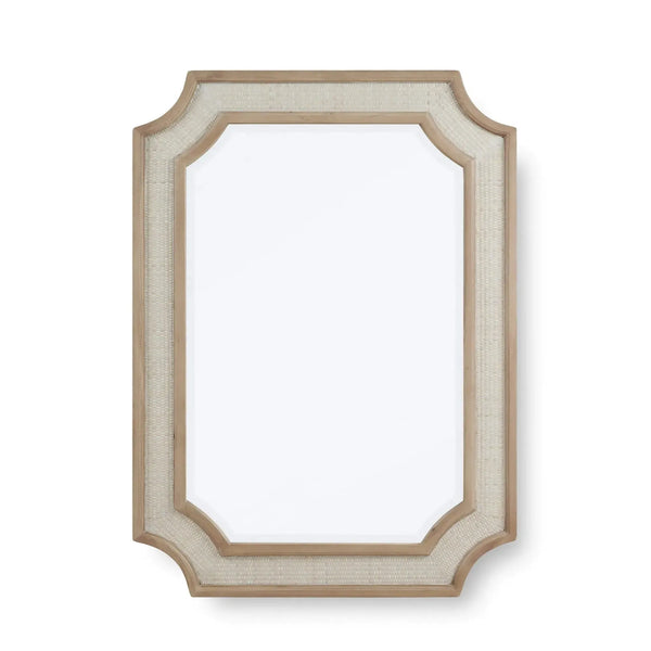 Finsbury Mirror In Sandbar W/ White Inset Rattan-Blue Hand Home