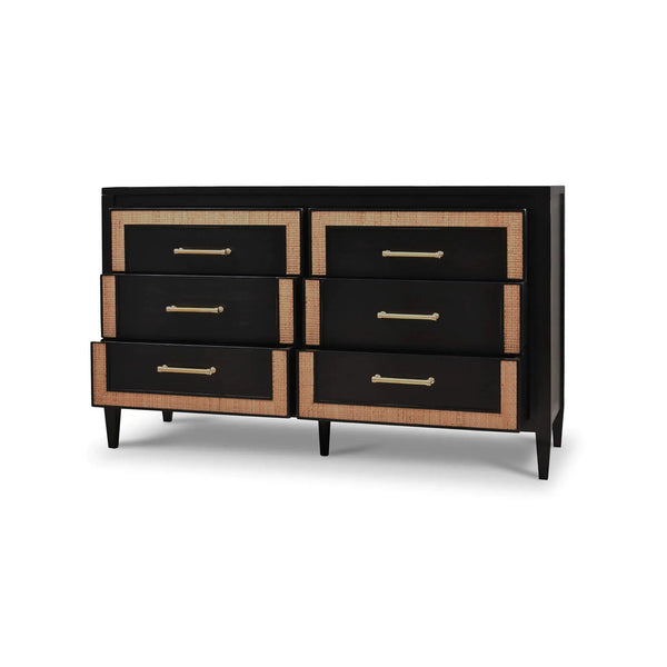 Belgravia 6 Drawer Dresser w/ Rattan-Blue Hand Home