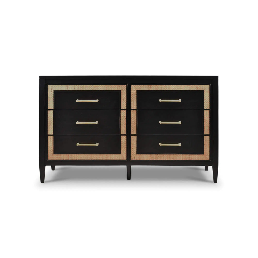 Belgravia 6 Drawer Dresser w/ Rattan-Blue Hand Home
