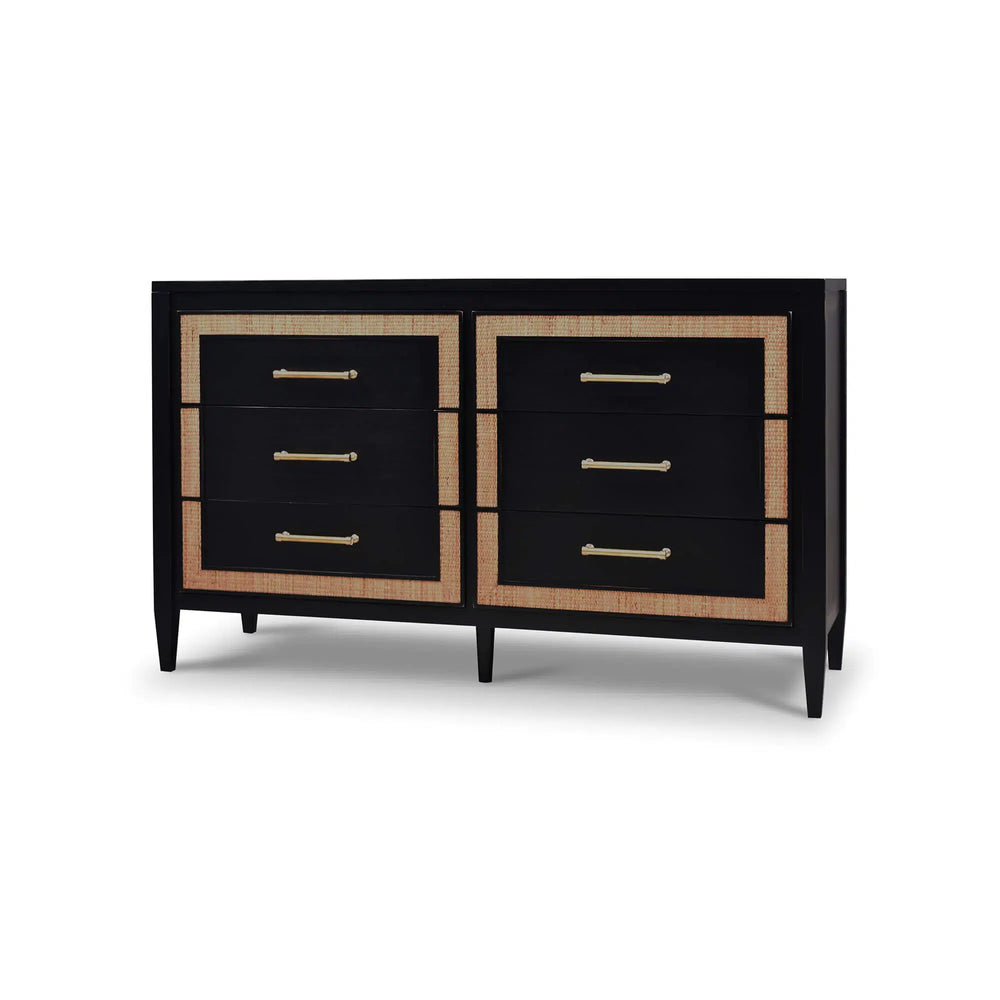 Belgravia 6 Drawer Dresser w/ Rattan-Blue Hand Home