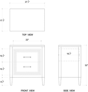 Belgravia Bedside Table w/ Rattan-Blue Hand Home