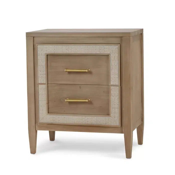 Belgravia Bedside Table in Sandbar w/ White Inset Rattan-Blue Hand Home