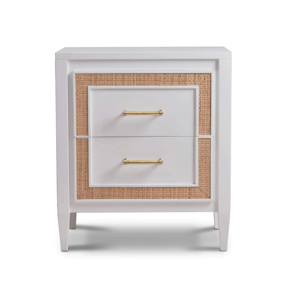 Belgravia Bedside Table w/ Rattan-Blue Hand Home