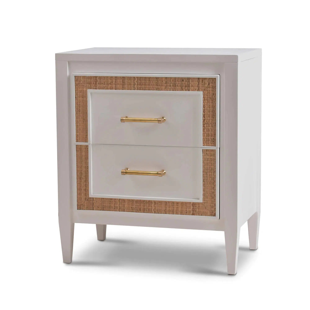 Belgravia Bedside Table w/ Rattan-Blue Hand Home