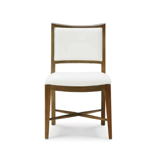 Fitzrovia Dining Chair in Straw Wash w/ Arctic White Performance Fabric & White Rattan-Blue Hand Home