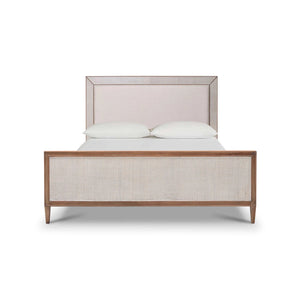Belgravia Upholstered Bed w/ Rattan Queen-Blue Hand Home