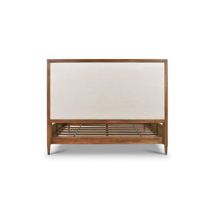 Belgravia Upholstered Bed w/ Rattan Queen-Blue Hand Home