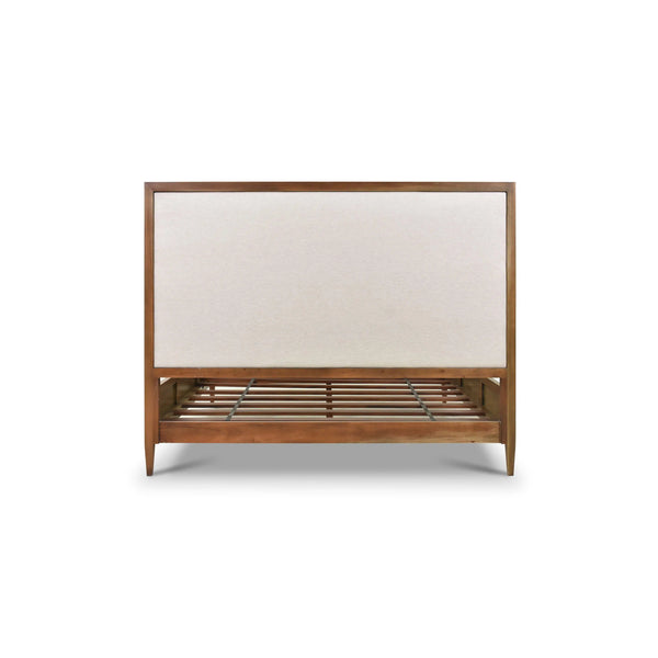 Belgravia Upholstered Bed w/ Rattan Queen-Blue Hand Home