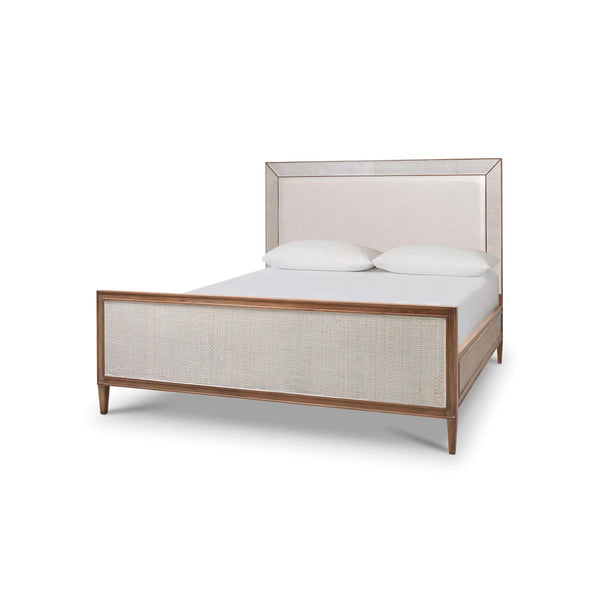 Belgravia Upholstered Bed w/ Rattan Queen-Blue Hand Home