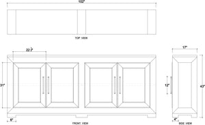 Fleet Linen Wrapped 4 Door Sideboard-Blue Hand Home