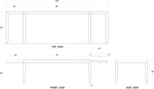 Wooster  Extension Table 85" extends to 128"-Blue Hand Home