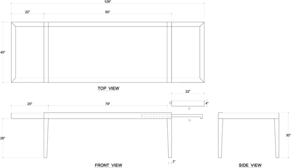 Wooster  Extension Table 85" extends to 128"-Blue Hand Home