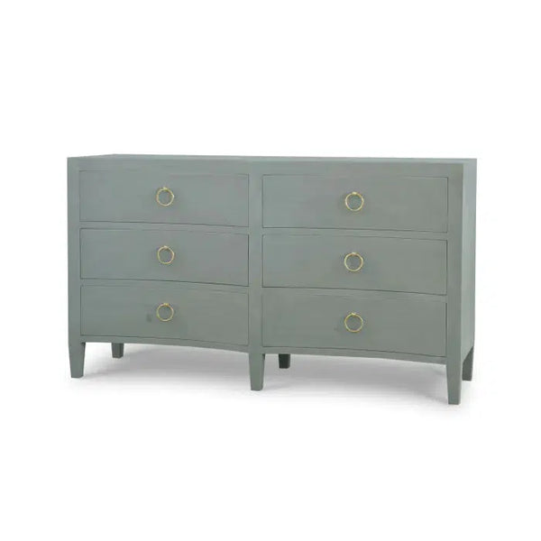 Mornington Linen Wrapped 6 Drawer Dresser In Pale Blue-Blue Hand Home