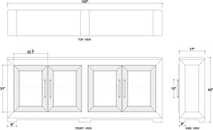 Fleet 4 Door Sideboard w/ Rattan-Blue Hand Home
