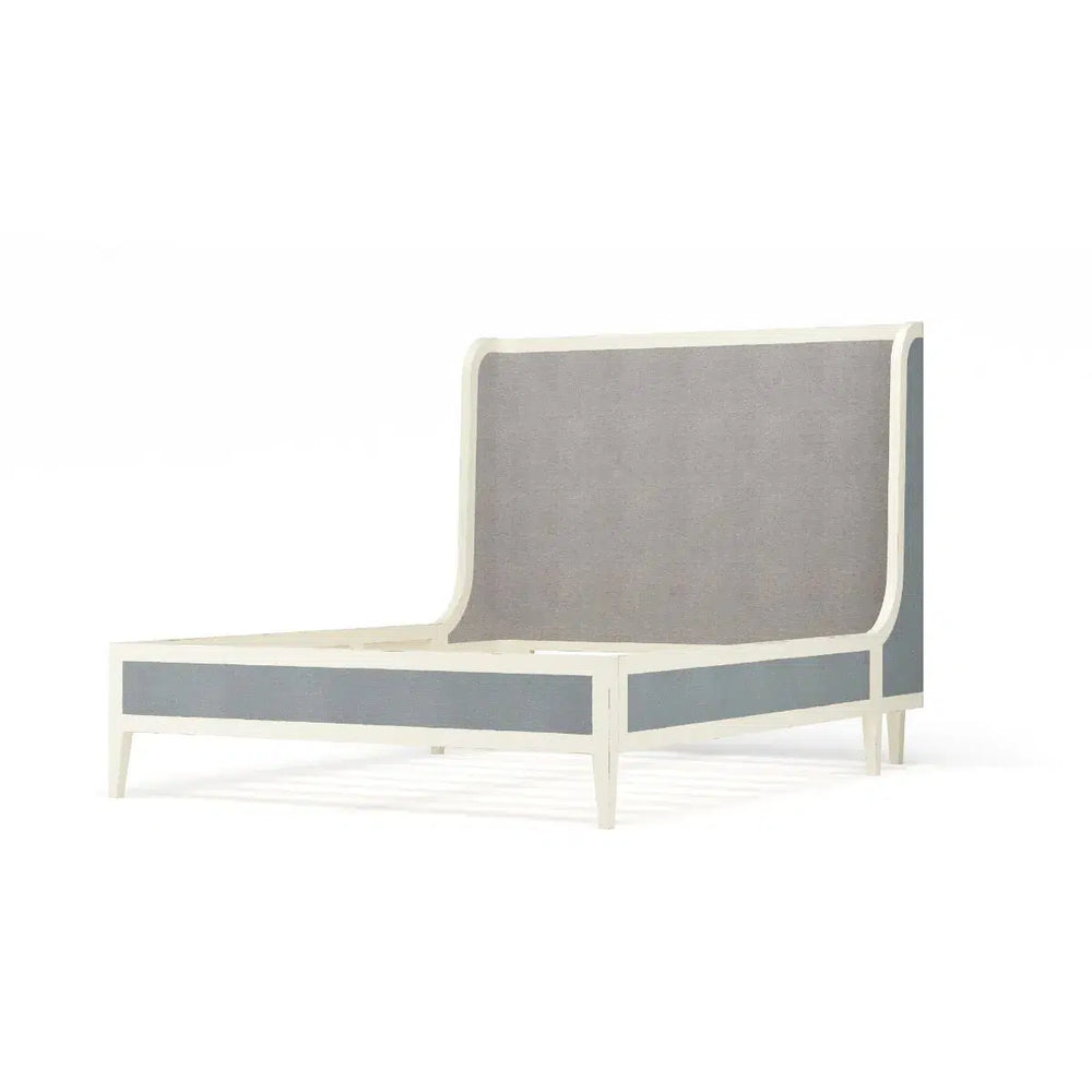 Mornington Upholstered & Linen Wrapped Bed Queen-Blue Hand Home