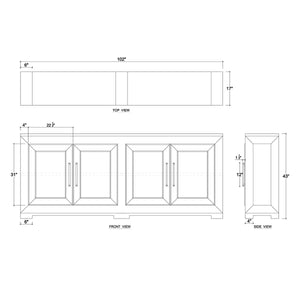 Fleet 4 Door Sideboard-Blue Hand Home