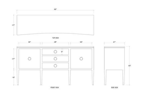 Westminster Concave Sideboard-Blue Hand Home