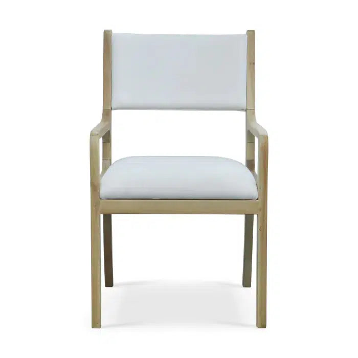 Norfolk Dining Chair In Fruitwood w/ Arctic White Performance Fabric-Blue Hand Home