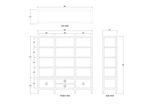 Westminster Large Linen Wrapped Concave Shelving Unit-Blue Hand Home