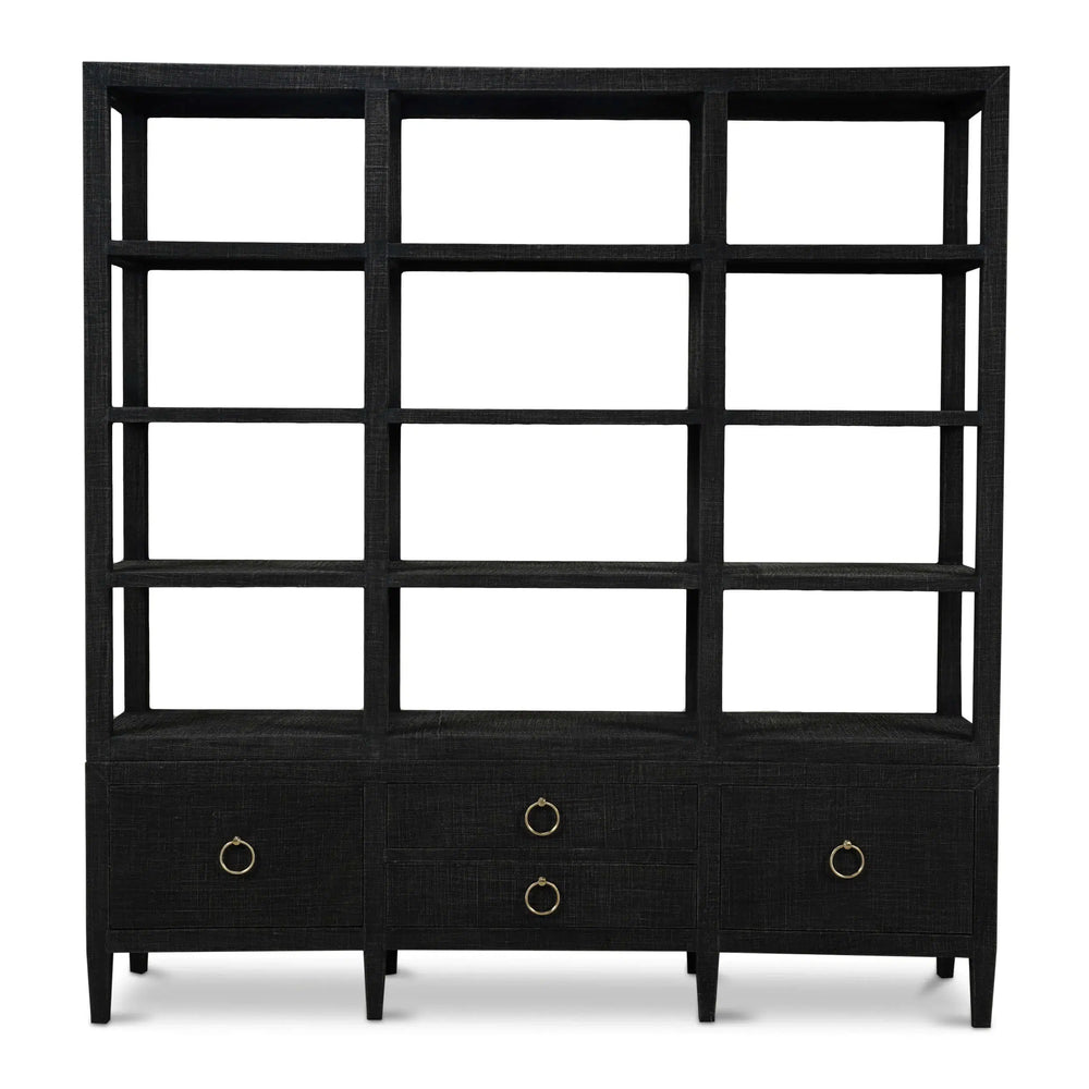 Westminster Large Linen Wrapped Concave Shelving Unit-Blue Hand Home
