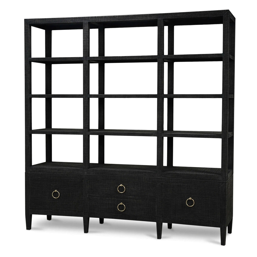Westminster Large Linen Wrapped Concave Shelving Unit-Blue Hand Home
