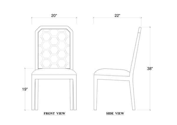 Ceylon Dining Chair In Fruitwood W/ Arctic White Performance Fabric-Blue Hand Home