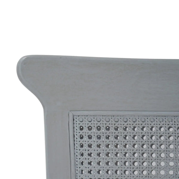 Gustavian Dining Chair W/ Rattan Back In Grey Charleston W/ Boucle Sand Performance Fabric-Blue Hand Home