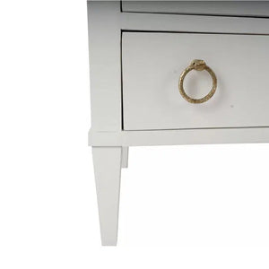 Bow 3 Drawer Chest in Architectural White-Blue Hand Home