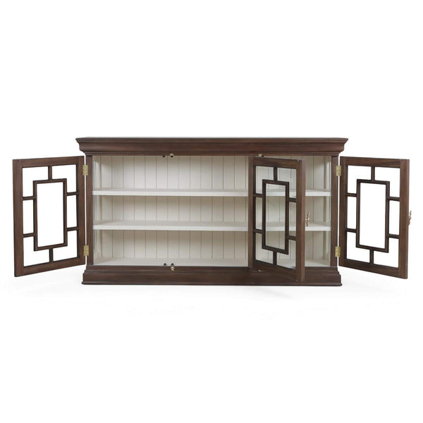Bruges 3 Door Credenza in Walnut w/ Putty Interior-Blue Hand Home