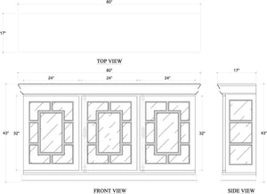 Bruges 3 Door Credenza in Walnut w/ Putty Interior-Blue Hand Home